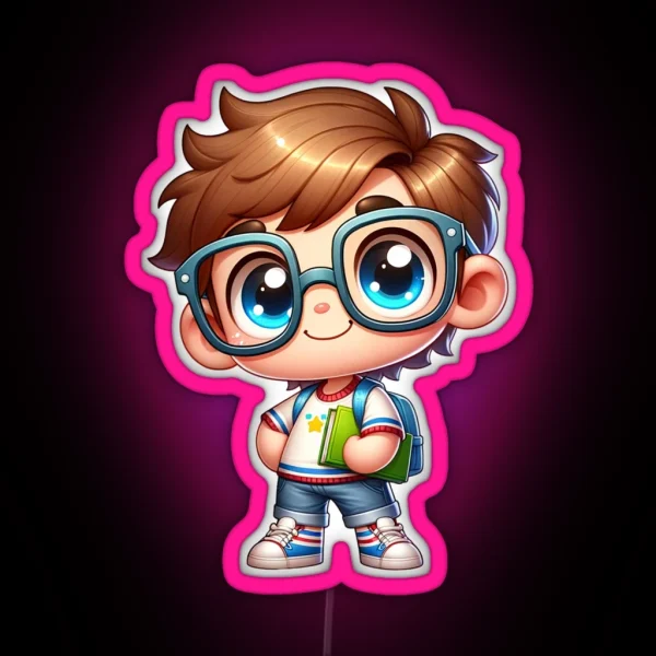 Cute Nerdy Boy RGB Neon Sign