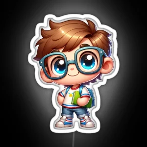 Cute Nerdy Boy RGB Neon Sign