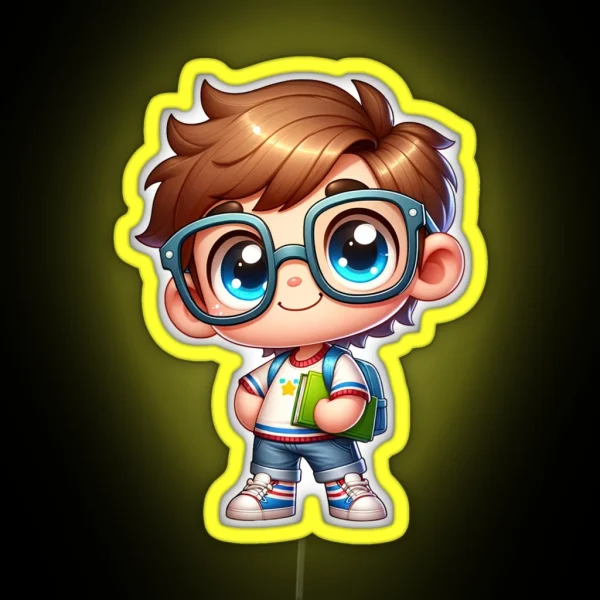 Cute Nerdy Boy RGB Neon Sign