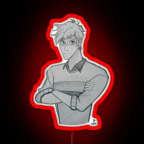 Cute Nerdy Guy Portrait RGB Neon Sign