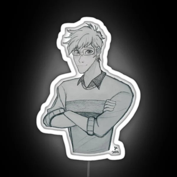 Cute Nerdy Guy Portrait RGB Neon Sign