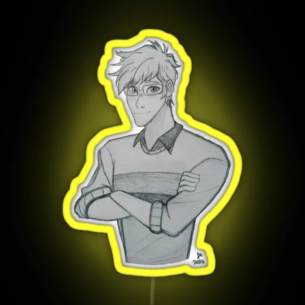 Cute Nerdy Guy Portrait RGB Neon Sign