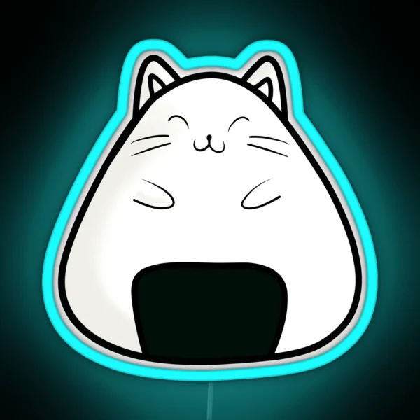 Cute Onigiri Cat RGB Neon Sign