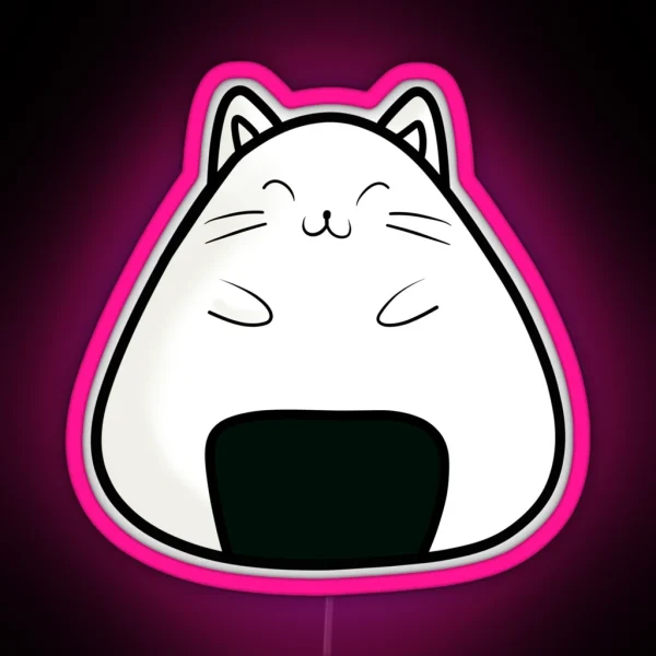 Cute Onigiri Cat RGB Neon Sign