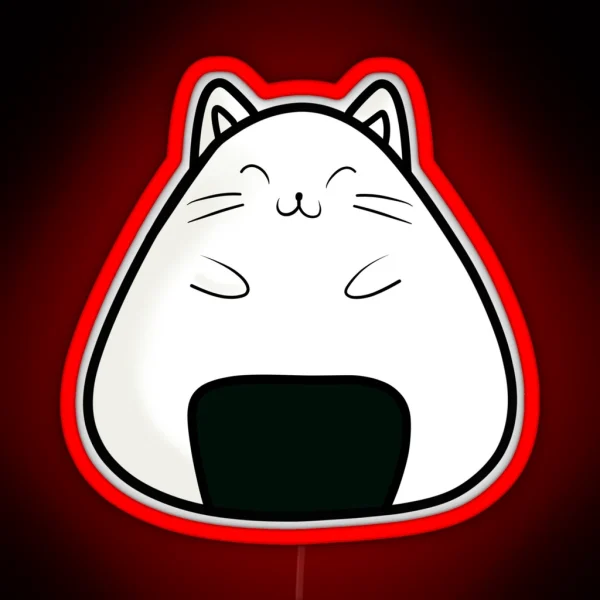 Cute Onigiri Cat RGB Neon Sign