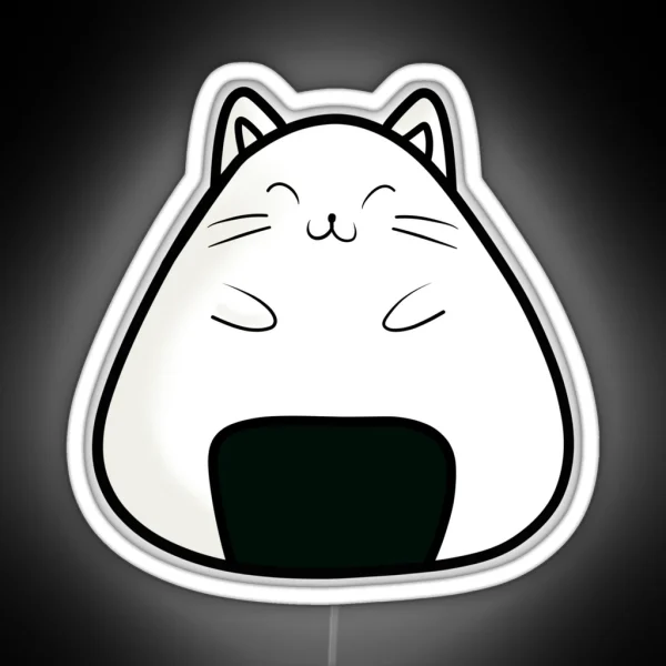 Cute Onigiri Cat RGB Neon Sign