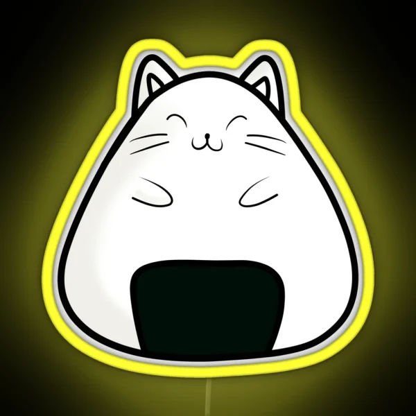 Cute Onigiri Cat RGB Neon Sign