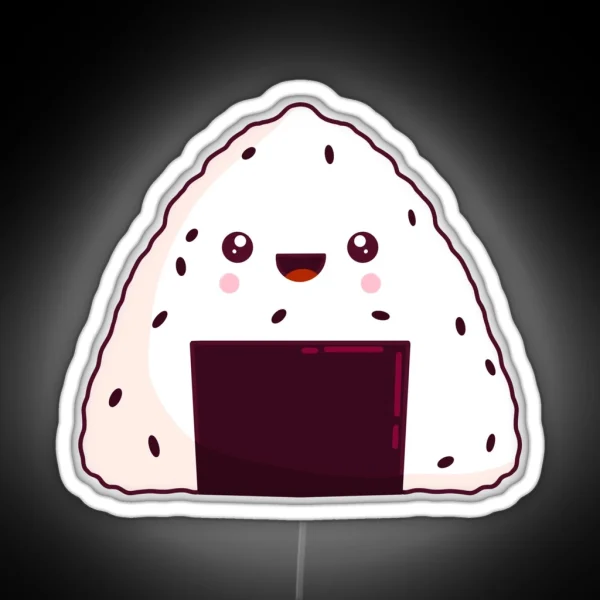 Cute Onigiri Happy Japanese Rice Ball Kawaii Food RGB Neon Sign