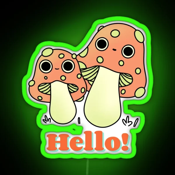 Cute Orange Kawaii Fly Agaric Mushroom Cute RGB Neon Sign