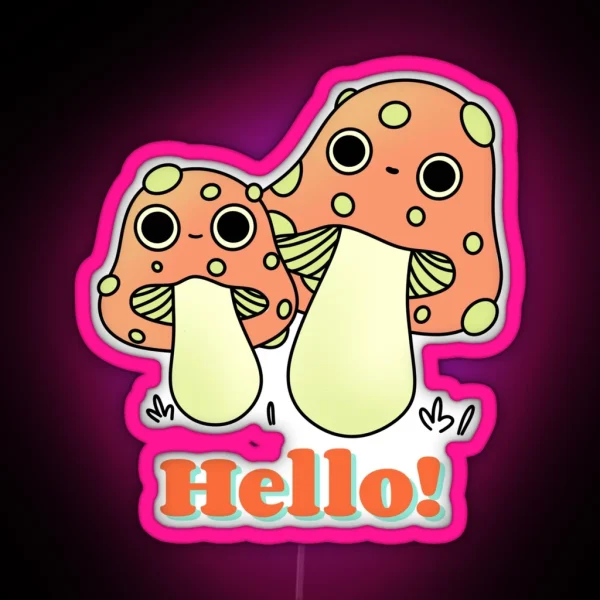 Cute Orange Kawaii Fly Agaric Mushroom Cute RGB Neon Sign