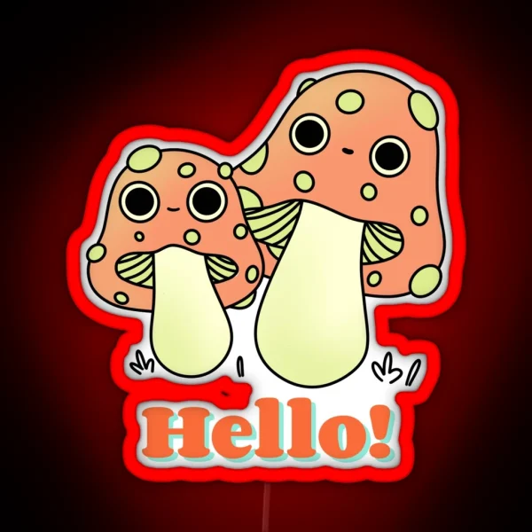 Cute Orange Kawaii Fly Agaric Mushroom Cute RGB Neon Sign