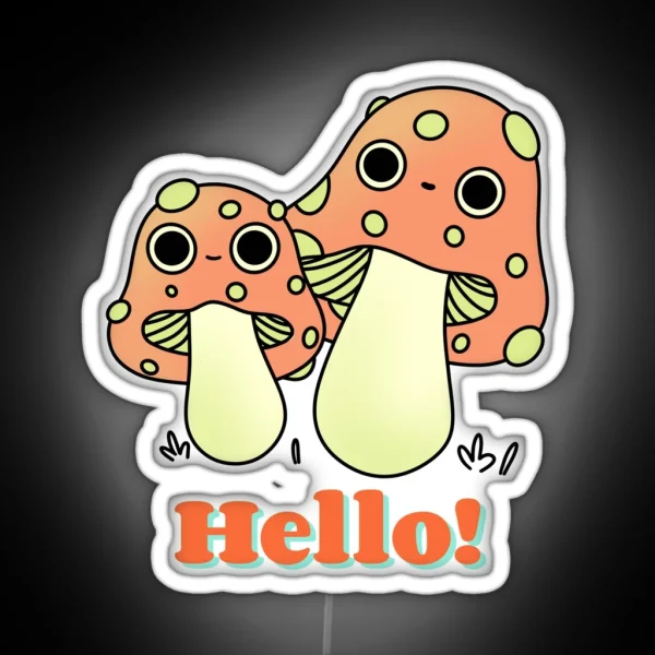 Cute Orange Kawaii Fly Agaric Mushroom Cute RGB Neon Sign