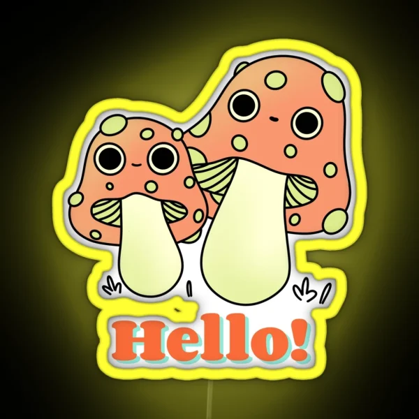 Cute Orange Kawaii Fly Agaric Mushroom Cute RGB Neon Sign