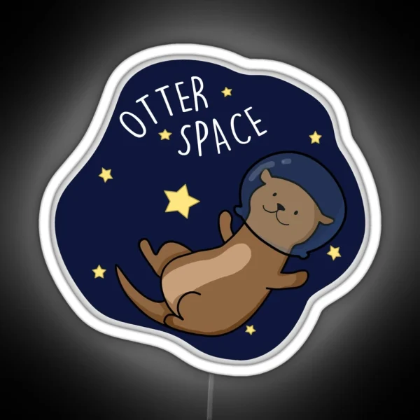 Cute Otter Space Pun RGB Neon Sign