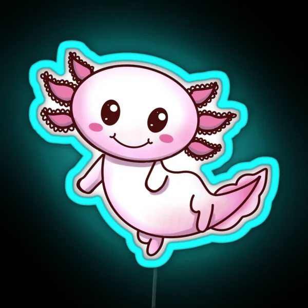 Cute Pink Axolotl Smile Gift For Axolotl RGB Neon Sign