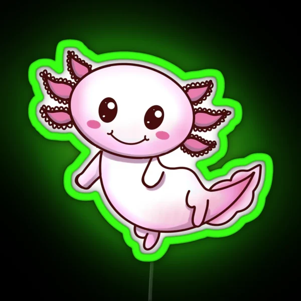 Cute Pink Axolotl Smile Gift For Axolotl RGB Neon Sign