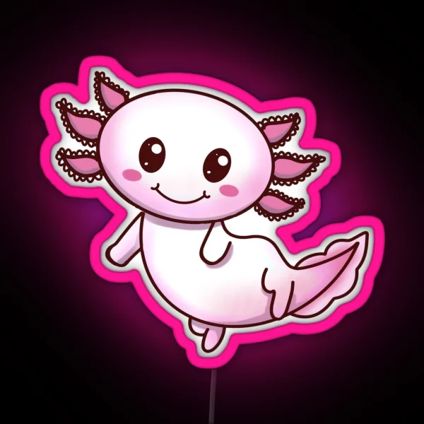 Cute Pink Axolotl Smile Gift For Axolotl RGB Neon Sign