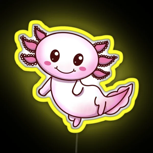 Cute Pink Axolotl Smile Gift For Axolotl RGB Neon Sign