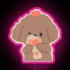 Cute Poodle With Tulips RGB Neon Sign
