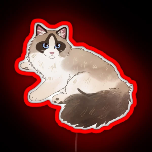 Cute Ragdoll Cat Art RGB Neon Sign