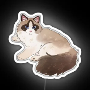 Cute Ragdoll Cat Art RGB Neon Sign