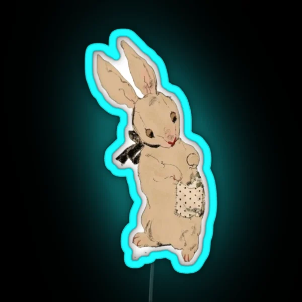 Cute Raggedy Bunny RGB Neon Sign
