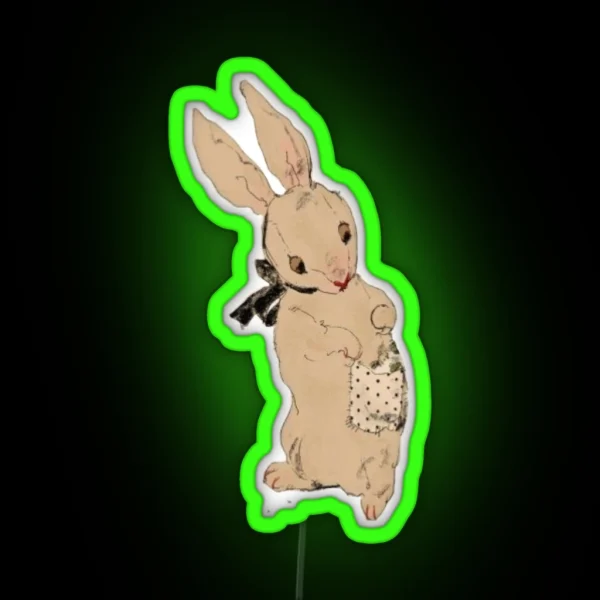 Cute Raggedy Bunny RGB Neon Sign