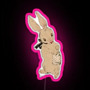 Cute Raggedy Bunny RGB Neon Sign