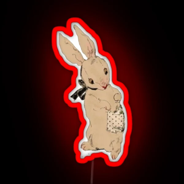 Cute Raggedy Bunny RGB Neon Sign