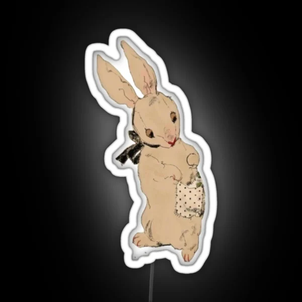 Cute Raggedy Bunny RGB Neon Sign