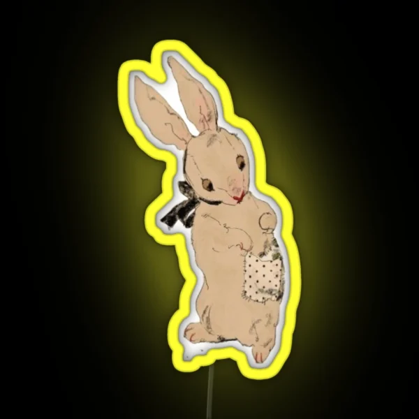 Cute Raggedy Bunny RGB Neon Sign