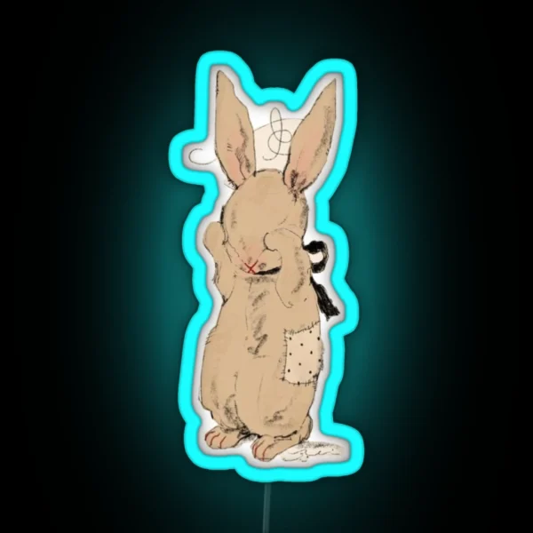 Cute Raggedy Bunny RGB Neon Sign