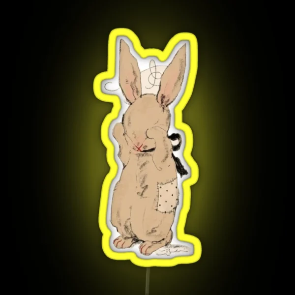Cute Raggedy Bunny RGB Neon Sign