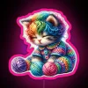 Cute Rainbow Yarn Kitten RGB Neon Sign - Image 6