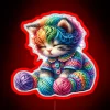 Cute Rainbow Yarn Kitten RGB Neon Sign - Image 2