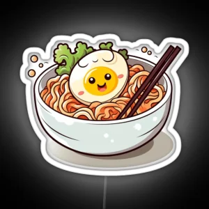 Cute Smiling Egg Noodle Soup RGB Neon Sign