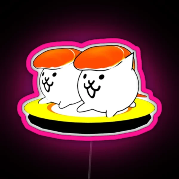 Cute Sushi Battle Cats RGB Neon Sign