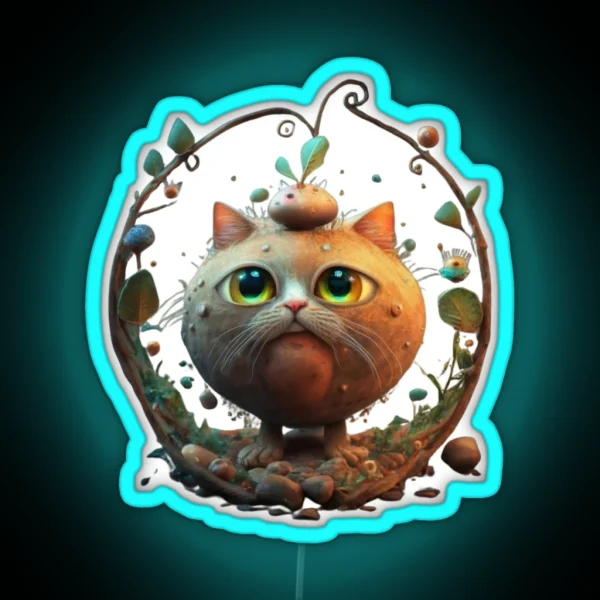 Cute Tater Tot Kitten RGB Neon Sign