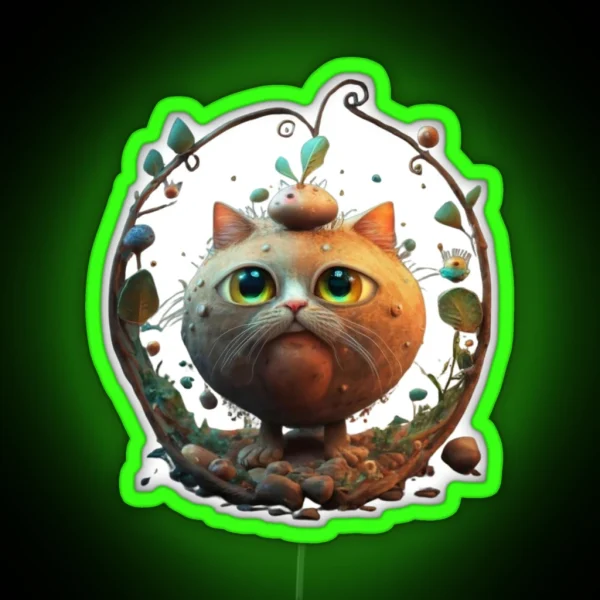 Cute Tater Tot Kitten RGB Neon Sign