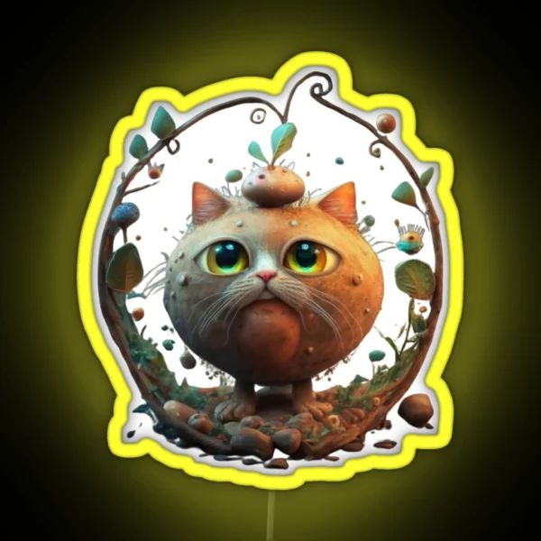 Cute Tater Tot Kitten RGB Neon Sign