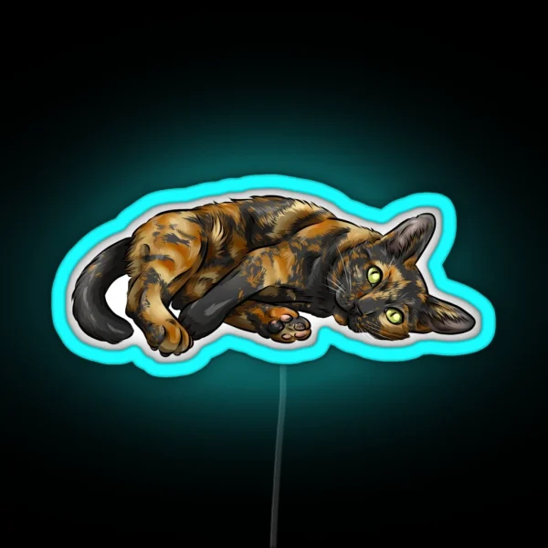 Cute Tortoiseshell Cat RGB Neon Sign