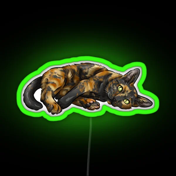 Cute Tortoiseshell Cat RGB Neon Sign