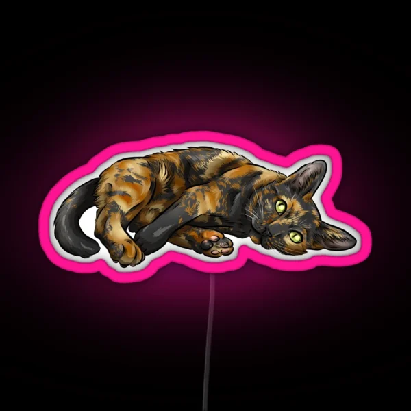Cute Tortoiseshell Cat RGB Neon Sign