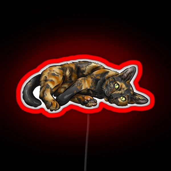 Cute Tortoiseshell Cat RGB Neon Sign