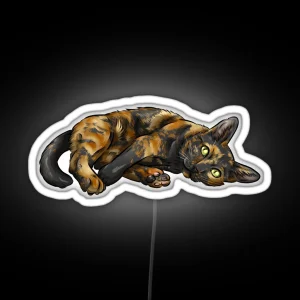 Cute Tortoiseshell Cat RGB Neon Sign