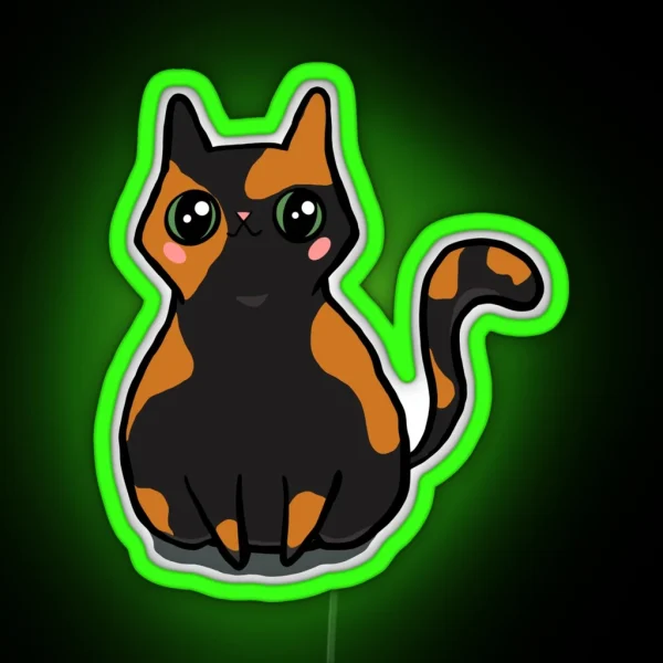 Cute Tortoiseshell Kitty RGB Neon Sign