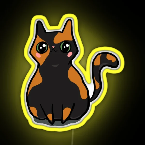 Cute Tortoiseshell Kitty RGB Neon Sign