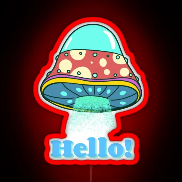 Cute Ufo Kawaii Fly Agaric Mushroom Cute Kawaii Art RGB Neon Sign