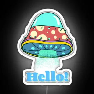 Cute Ufo Kawaii Fly Agaric Mushroom Cute Kawaii Art RGB Neon Sign