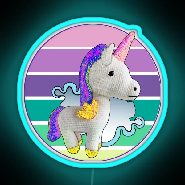 Cute Unicorn Crochet Doll RGB Neon Sign